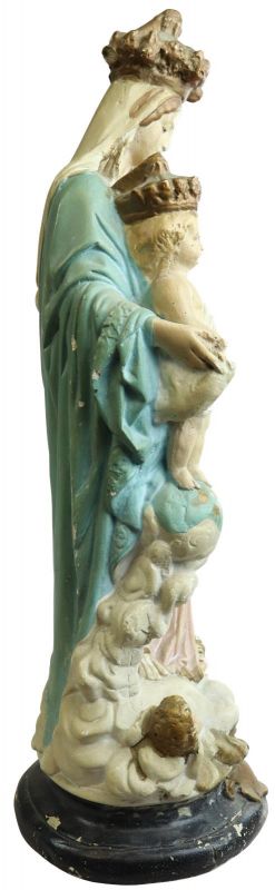 Sculpture Statue Madonna Our Lady of Victory Religious Antique French Chalkware