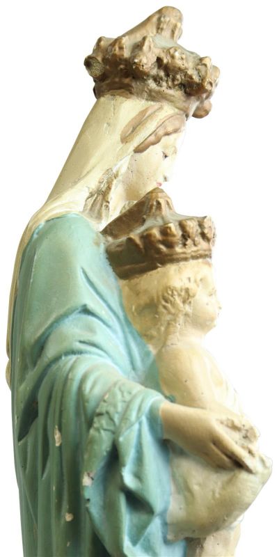 Sculpture Statue Madonna Our Lady of Victory Religious Antique French Chalkware