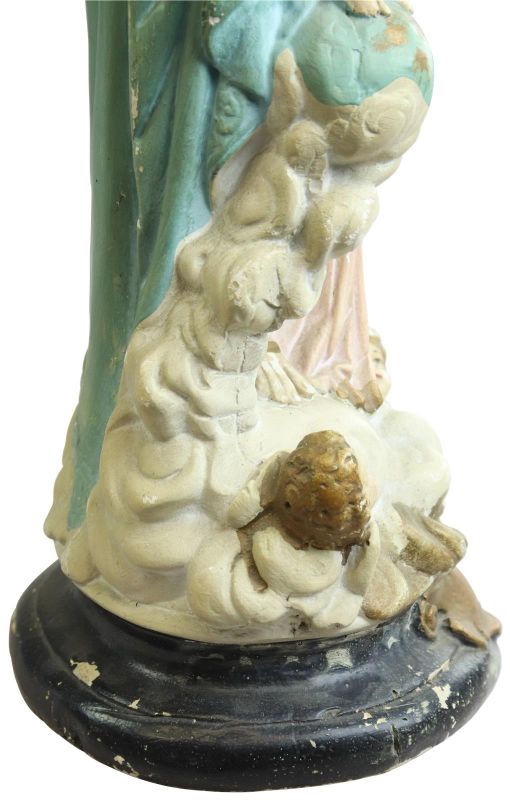 Sculpture Statue Madonna Our Lady of Victory Religious Antique French Chalkware