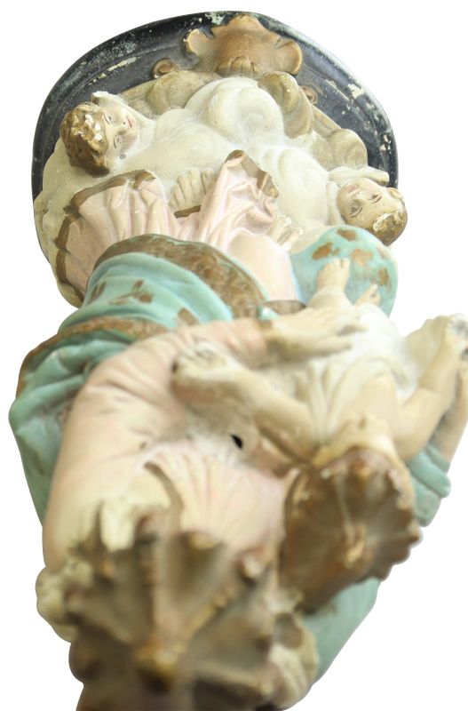 Sculpture Statue Madonna Our Lady of Victory Religious Antique French Chalkware
