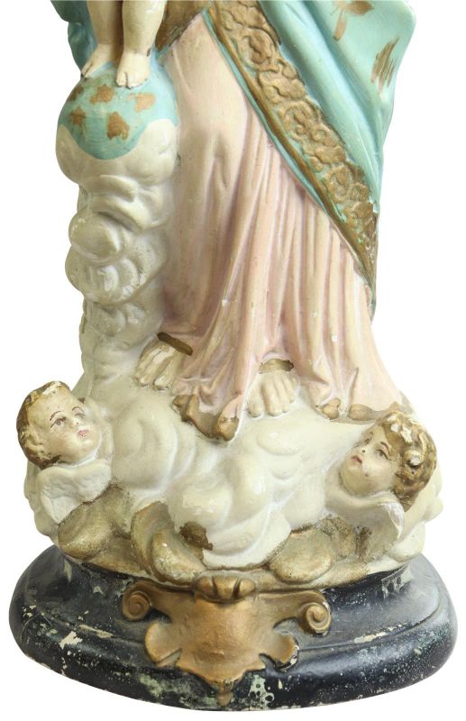 Sculpture Statue Madonna Our Lady of Victory Religious Antique French Chalkware