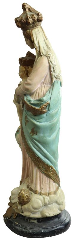Sculpture Statue Madonna Our Lady of Victory Religious Antique French Chalkware