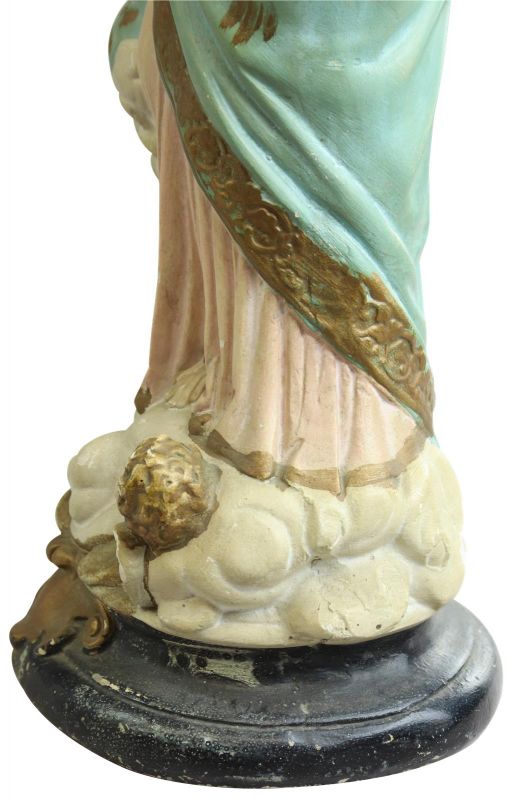 Sculpture Statue Madonna Our Lady of Victory Religious Antique French Chalkware