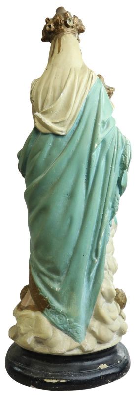 Sculpture Statue Madonna Our Lady of Victory Religious Antique French Chalkware