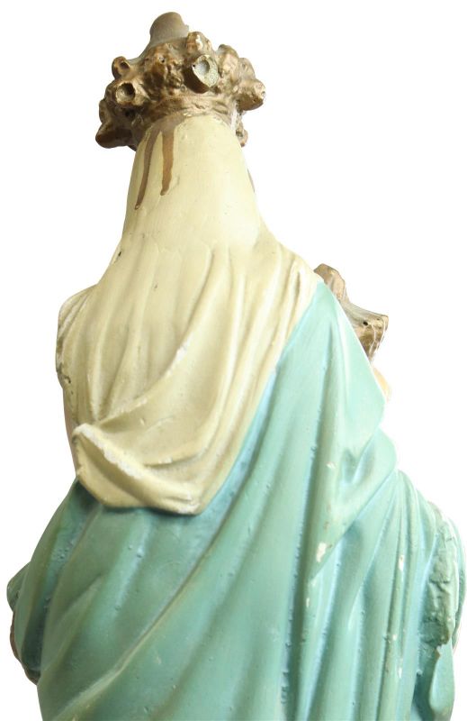 Sculpture Statue Madonna Our Lady of Victory Religious Antique French Chalkware