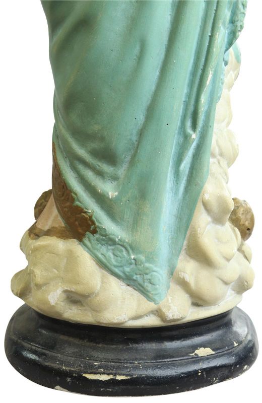 Sculpture Statue Madonna Our Lady of Victory Religious Antique French Chalkware