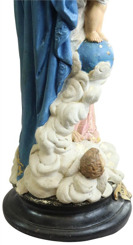Sculpture Religious Madonna Our Lady of Victory French Chalkware Antique Statue
