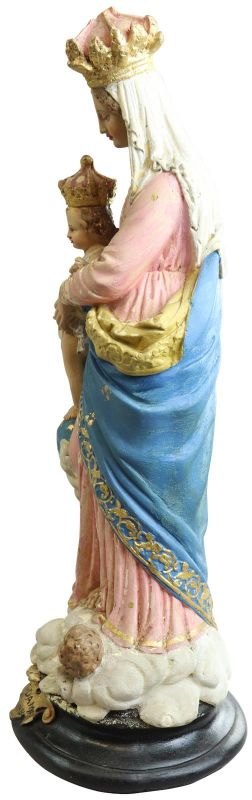 Sculpture Religious Madonna Our Lady of Victory French Chalkware Antique Statue