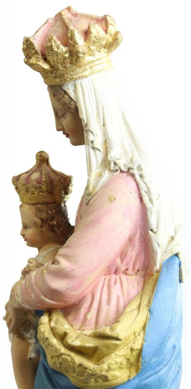 Sculpture Religious Madonna Our Lady of Victory French Chalkware Antique Statue