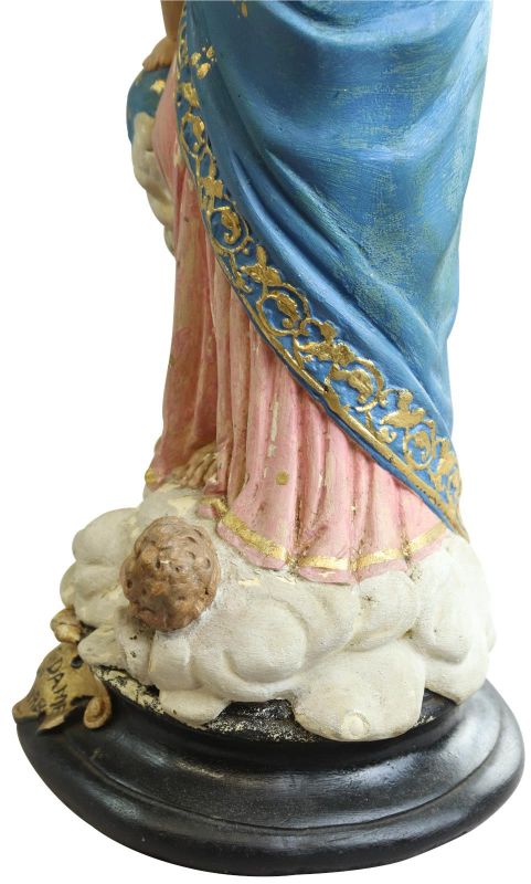 Sculpture Religious Madonna Our Lady of Victory French Chalkware Antique Statue