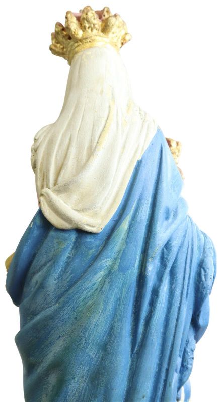 Sculpture Religious Madonna Our Lady of Victory French Chalkware Antique Statue