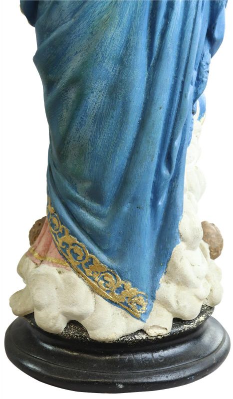 Sculpture Religious Madonna Our Lady of Victory French Chalkware Antique Statue