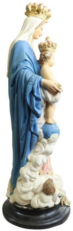 Sculpture Religious Madonna Our Lady of Victory French Chalkware Antique Statue