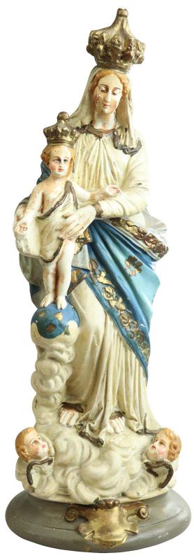 Sculpture Religious Madonna Our Lady of Victory Antique French Chalkware Statue