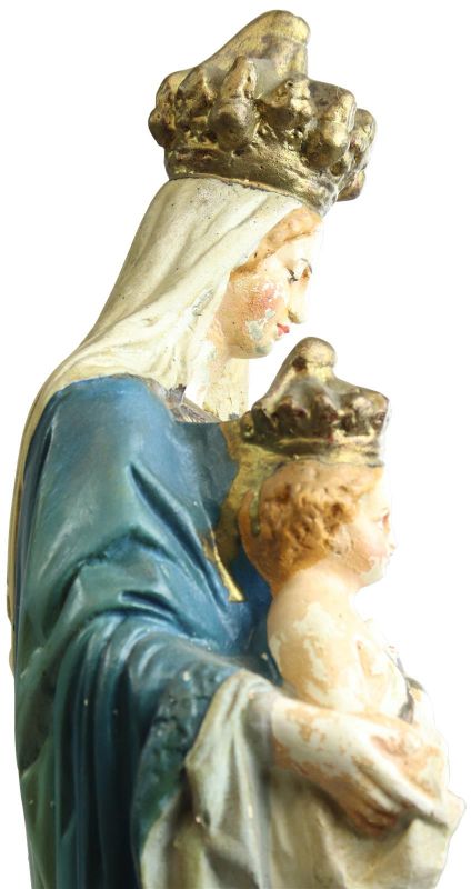 Sculpture Religious Madonna Our Lady of Victory Antique French Chalkware Statue