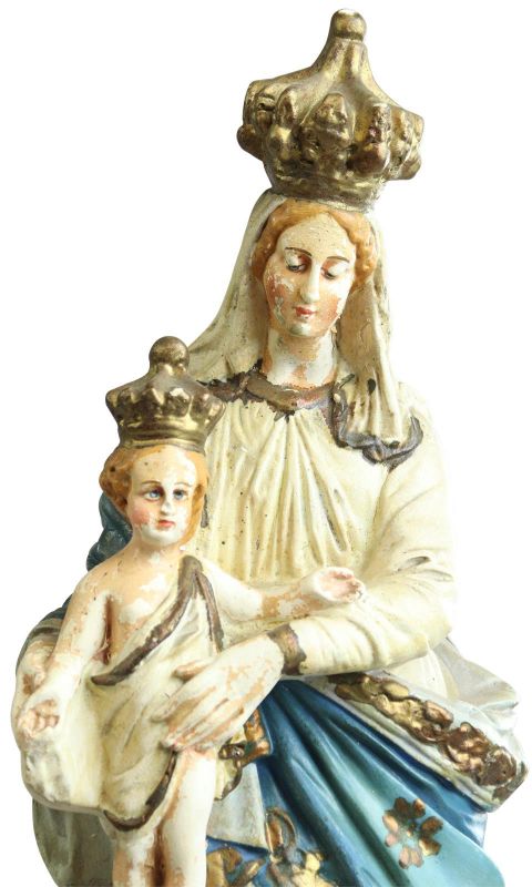 Sculpture Religious Madonna Our Lady of Victory Antique French Chalkware Statue