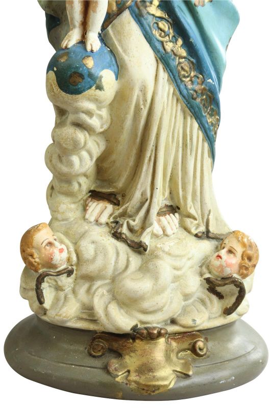 Sculpture Religious Madonna Our Lady of Victory Antique French Chalkware Statue