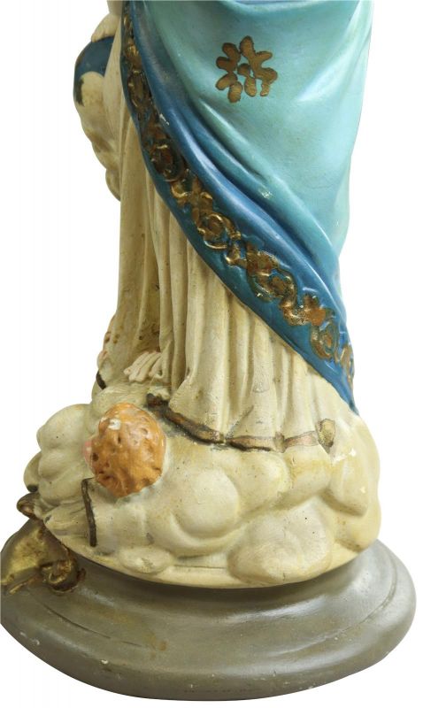 Sculpture Religious Madonna Our Lady of Victory Antique French Chalkware Statue