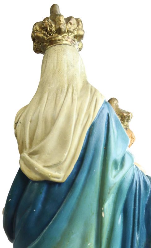 Sculpture Religious Madonna Our Lady of Victory Antique French Chalkware Statue