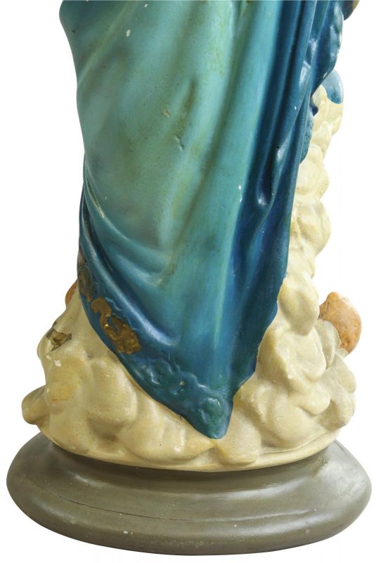 Sculpture Religious Madonna Our Lady of Victory Antique French Chalkware Statue