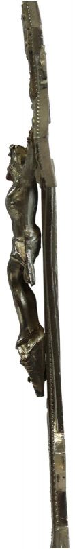 Crucifix Religious Art Nouveau Antique Spear Ladder Silver Metal Standing Cross