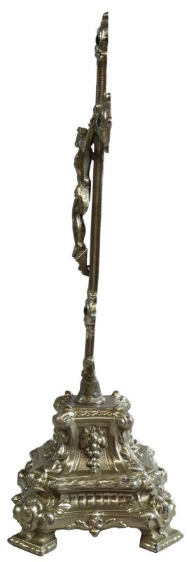 Crucifix Religious Rococo Jesus Green Glass Antique French Metal Standing Cross