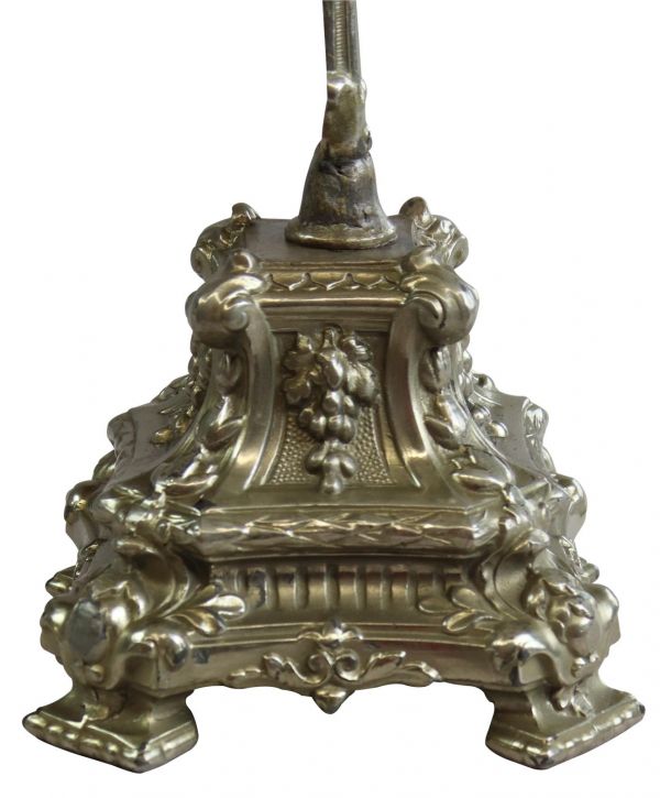 Crucifix Religious Rococo Jesus Green Glass Antique French Metal Standing Cross