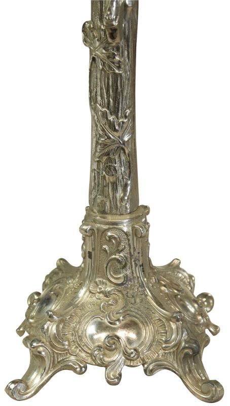 Antique Crucifix Religious Ivy Leaf Rococo Styling Nickel Metal