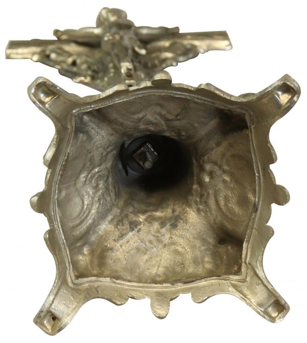 Antique Crucifix Religious Ivy Leaf Rococo Styling Nickel Metal