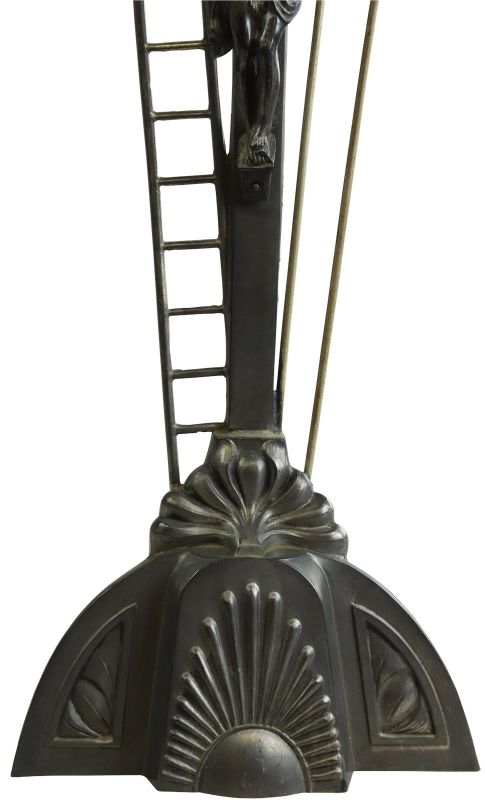 Crucifix Religious Art Deco 1920 French Spear Ladder Gray Black Metal Cross