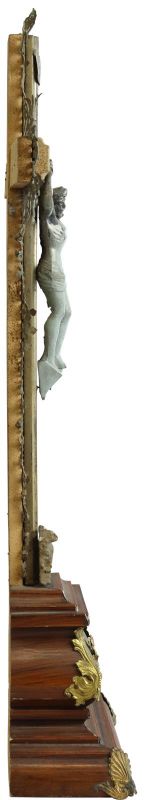 Antique Crucifix Cross Religious Angels Lamb Jesus Wood Metal Hiroshi Brass