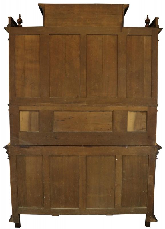 Buffet Renaissance Antique French Walnut Wood Carved Courtier Head Glass Door
