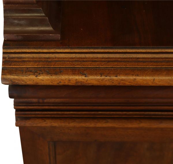 Buffet Renaissance Antique French Walnut Wood Carved Courtier Head Glass Door
