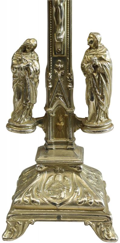 Antique Crucifix Cross Religious Sacred Heart Immaculate Mary and John Bronze