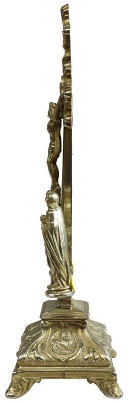 Antique Crucifix Cross Religious Sacred Heart Immaculate Mary and John Bronze