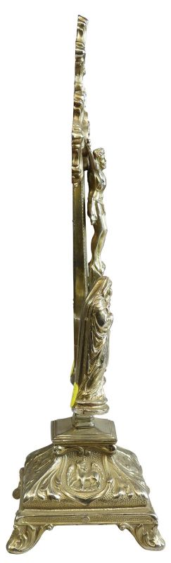 Antique Crucifix Cross Religious Sacred Heart Immaculate Mary and John Bronze