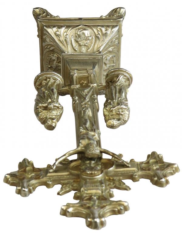 Antique Crucifix Cross Religious Sacred Heart Immaculate Mary and John Bronze