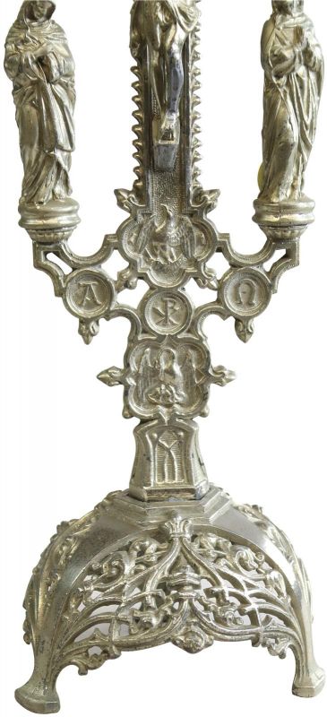 Crucifix Religious Gothic Styling Mary and John Pelican Bird Nickel Metal 22-256