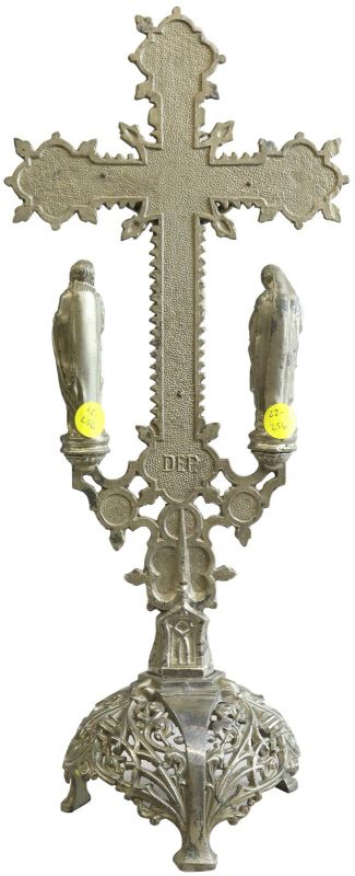 Crucifix Religious Gothic Styling Mary and John Pelican Bird Nickel Metal 22-256