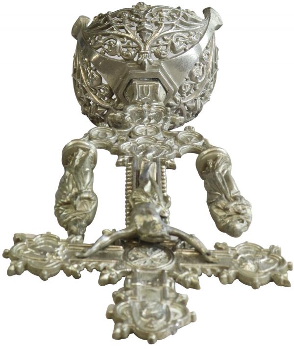 Crucifix Religious Gothic Styling Mary and John Pelican Bird Nickel Metal 22-256