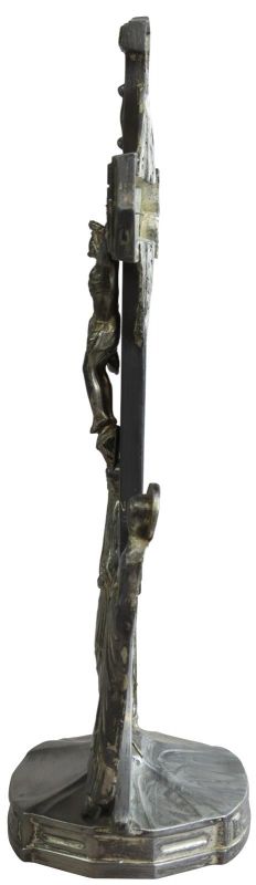 Antique Crucifix Cross Religious Art Deco Styling Mary and John Ebony Black