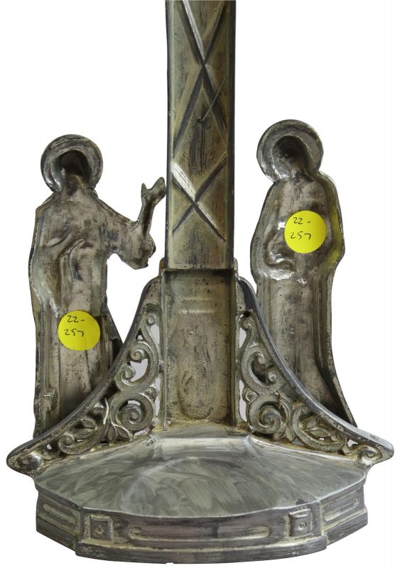 Antique Crucifix Cross Religious Art Deco Styling Mary and John Ebony Black