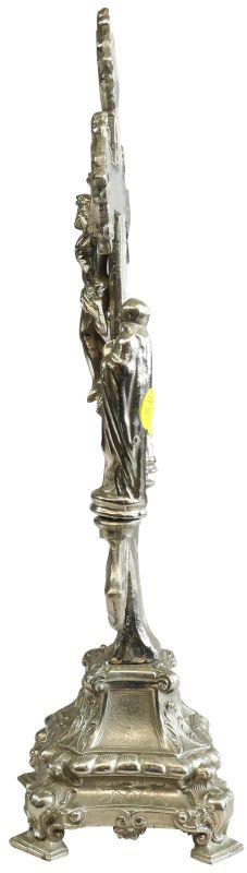 Antique Crucifix Cross Religious Gothic Styling Mary and John Bronze Gold Metal