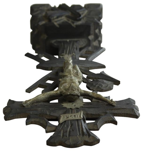 Crucifix Religious Spear Ladder Torture Instruments Skull Crossbones Black Wood
