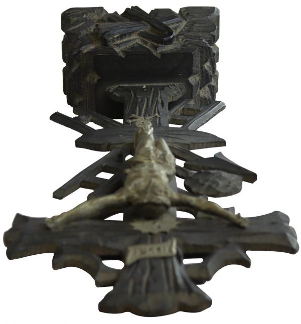 Crucifix Religious Spear Ladder Torture Instruments Skull Crossbones Black Wood