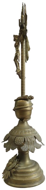 Antique Crucifix Cross Religious Bronze Gold Metal Brass