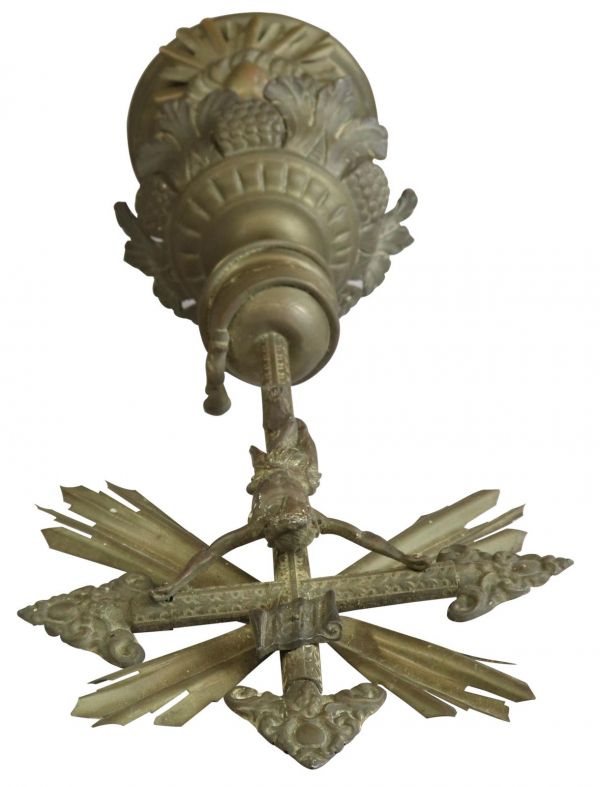 Antique Crucifix Cross Religious Bronze Gold Metal Brass
