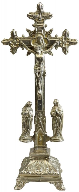 Antique Crucifix Cross Religious Rococo Styling Sacred Heart Immaculate Mary