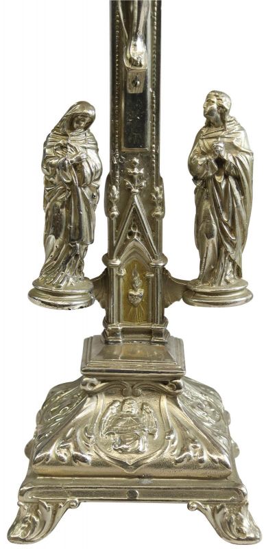 Antique Crucifix Cross Religious Rococo Styling Sacred Heart Immaculate Mary
