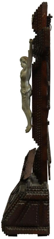 Antique Crucifix Cross Religious Tramp Art Skull and Crossbones Torture